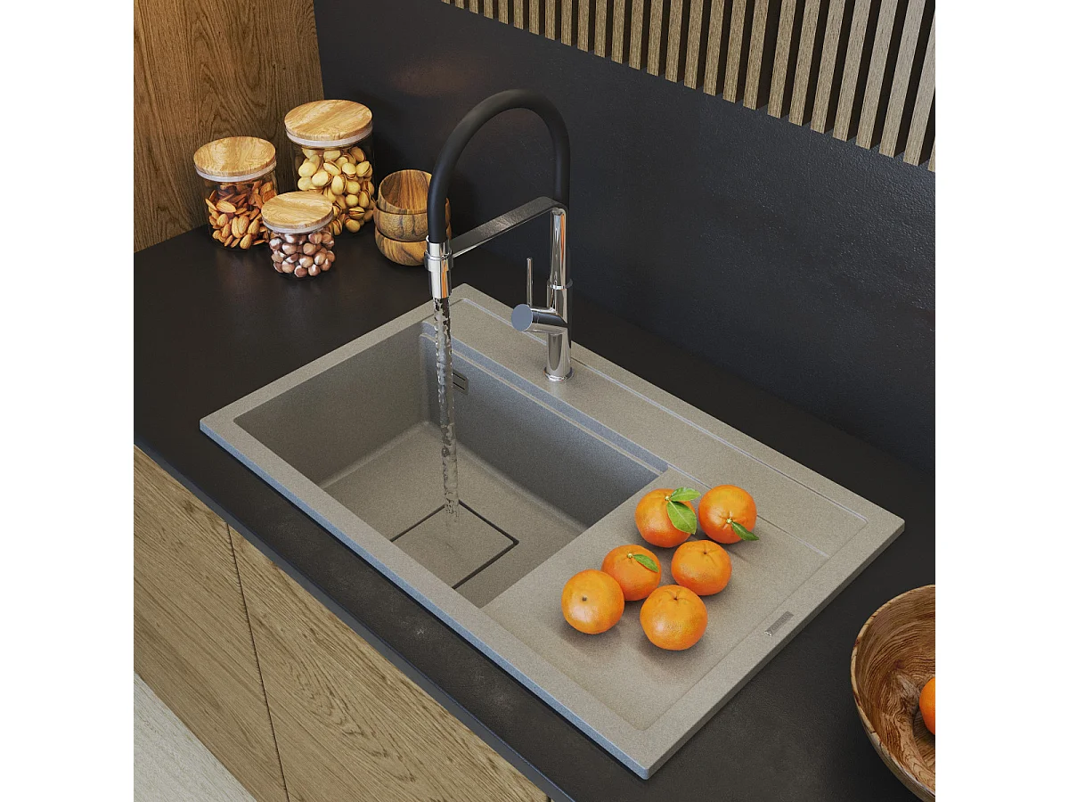 GRANIT BEIGE ÉVIER DE CUISINE BONNET CAPUCHON MODERNE RENDO