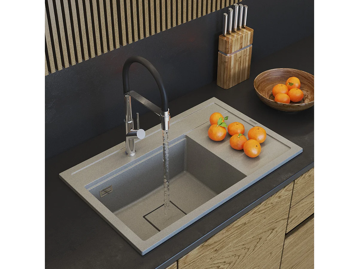 GRANIT BEIGE ÉVIER DE CUISINE BONNET CAPUCHON MODERNE RENDO