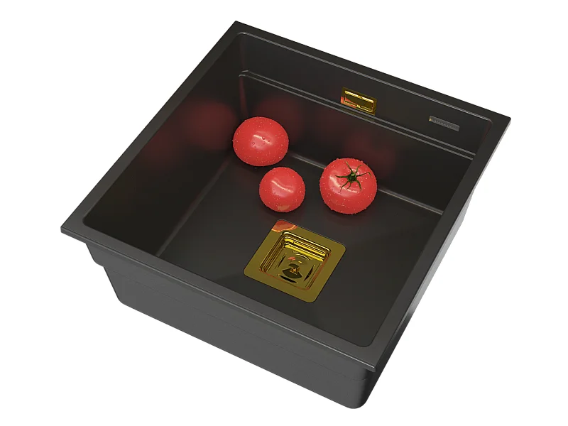 ÉVIER SOUS PLAN EN GRANIT NOIR SIPHON SQUARE GOLD EPIR 44