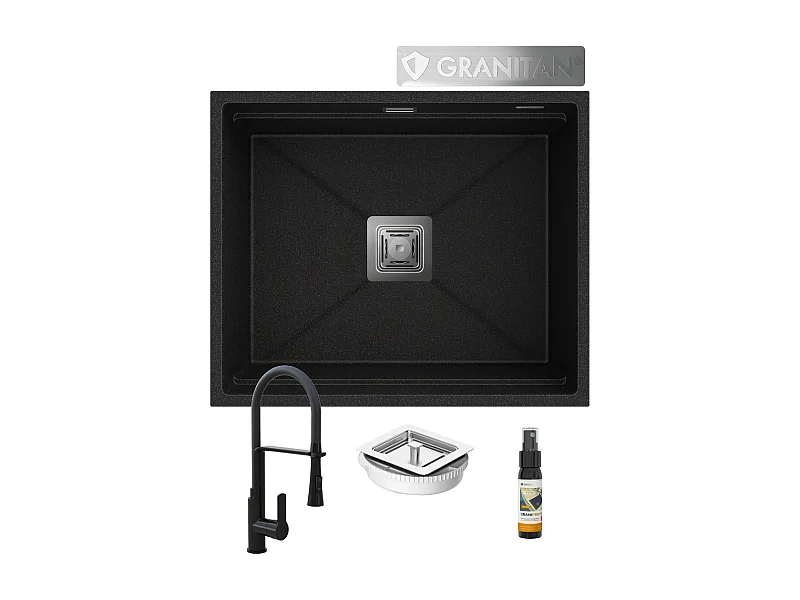 ÉVIER SOUS PLAN GRANIT DORÉ ROBINET SIPHON EPIR 60
