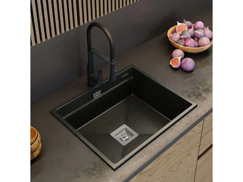 ÉVIER SOUS PLAN GRANIT DORÉ ROBINET SIPHON EPIR 60