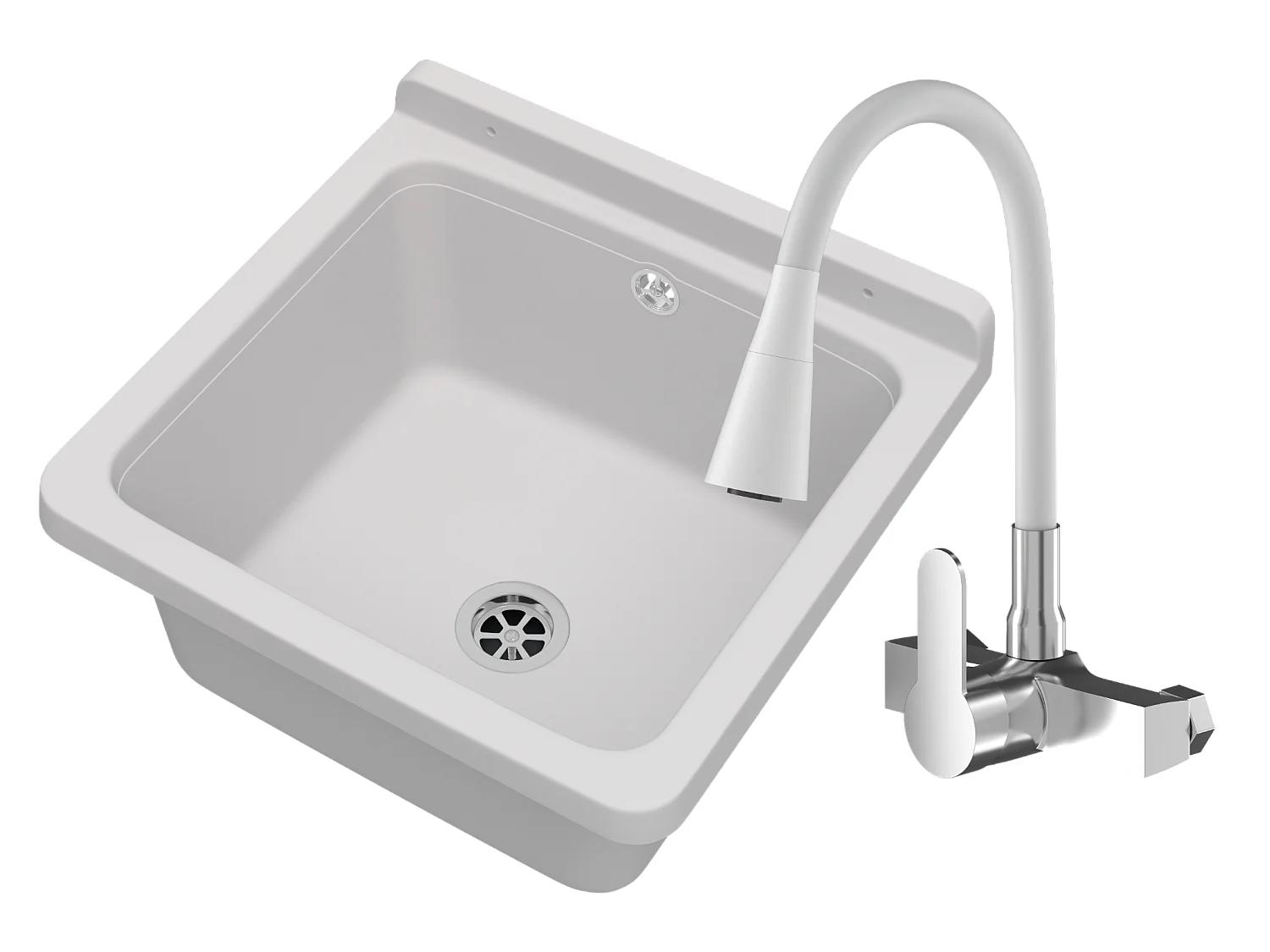 ÉVIER UTILITAIRE CUVE TECHNIQUE GARAGE BLANC ORTA ROBINETTERIE MURALE