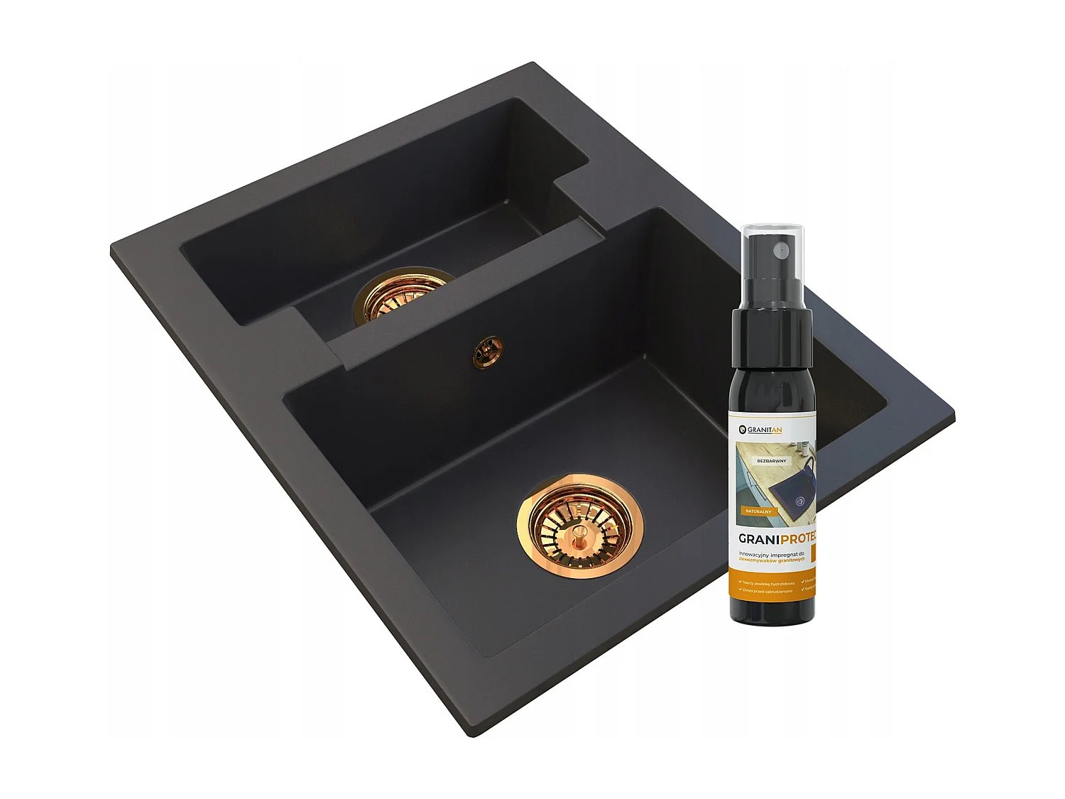 ZŁOTY Syfon zlewozmywak GRANITOWY półtorej komory