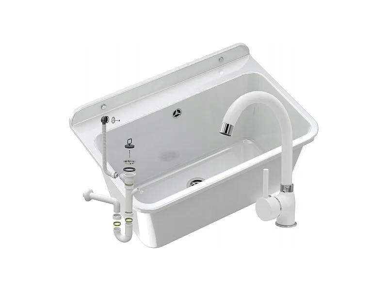 Évier Blanc Utilitaire avec Robinet Inclus