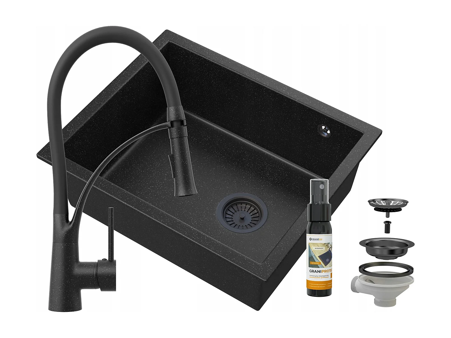 ÉVIER SOUS PLAN EN GRANIT ÉVIER SOUS PLAN EN SALIX NOIR