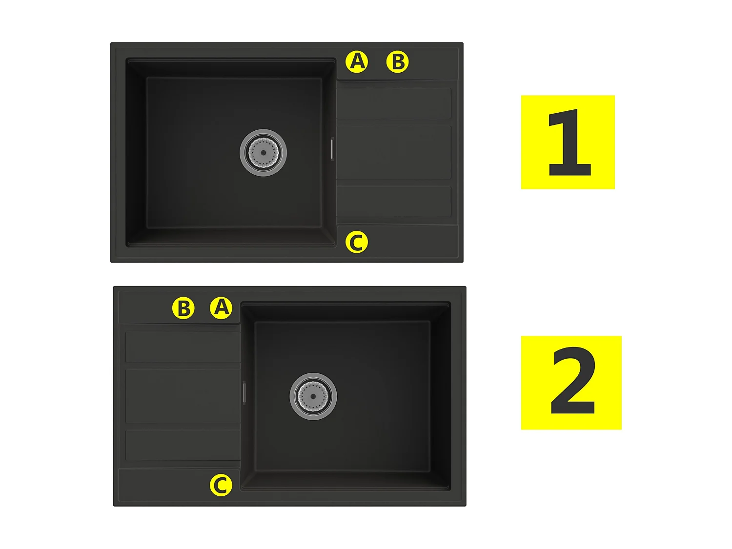 Evier monocuve en granit Robinet Louis set Siphon Loseto