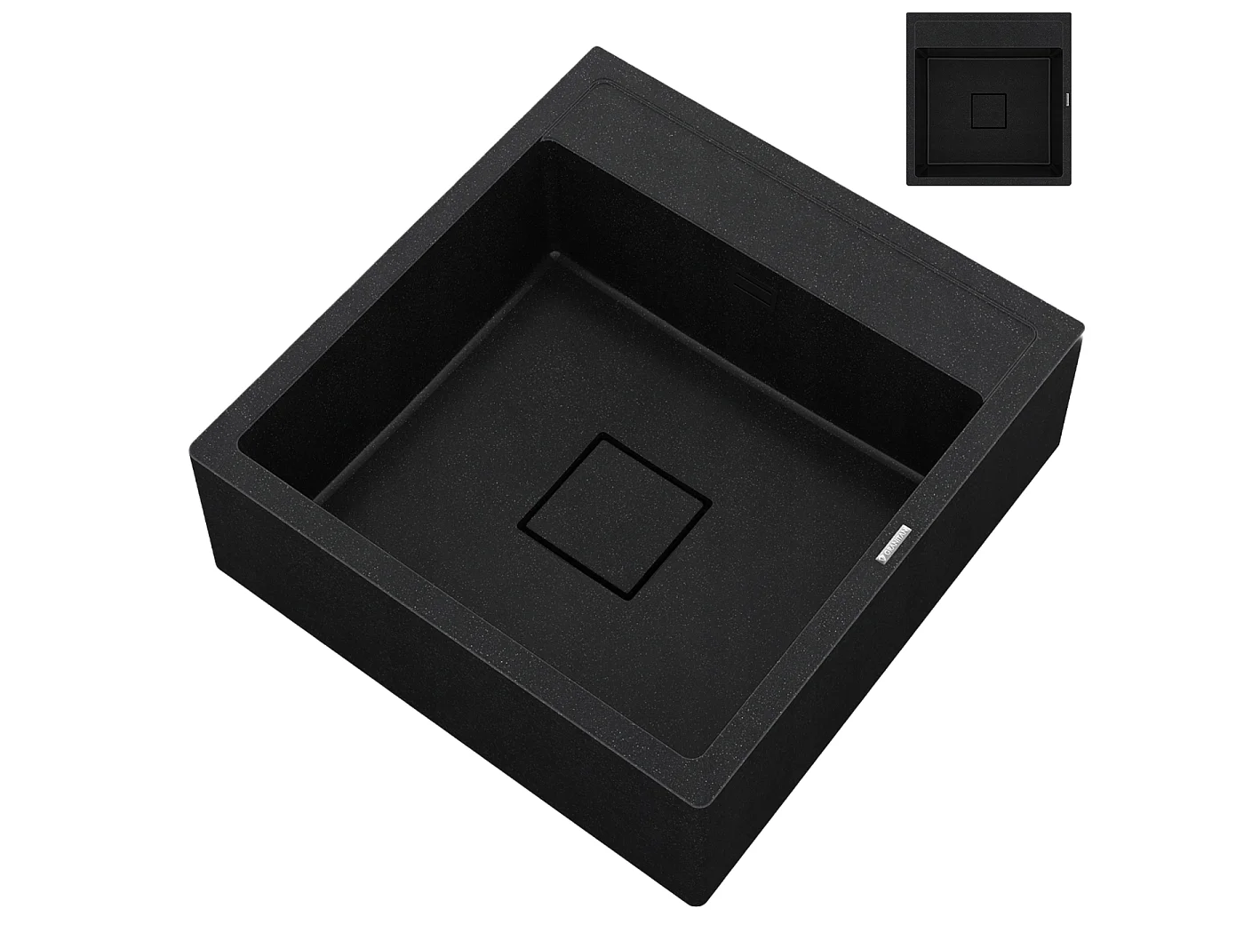 ÉVIER EN GRANIT SCANDINAVE FERMIER NOIR TACHETÉ SIPHON TAVO