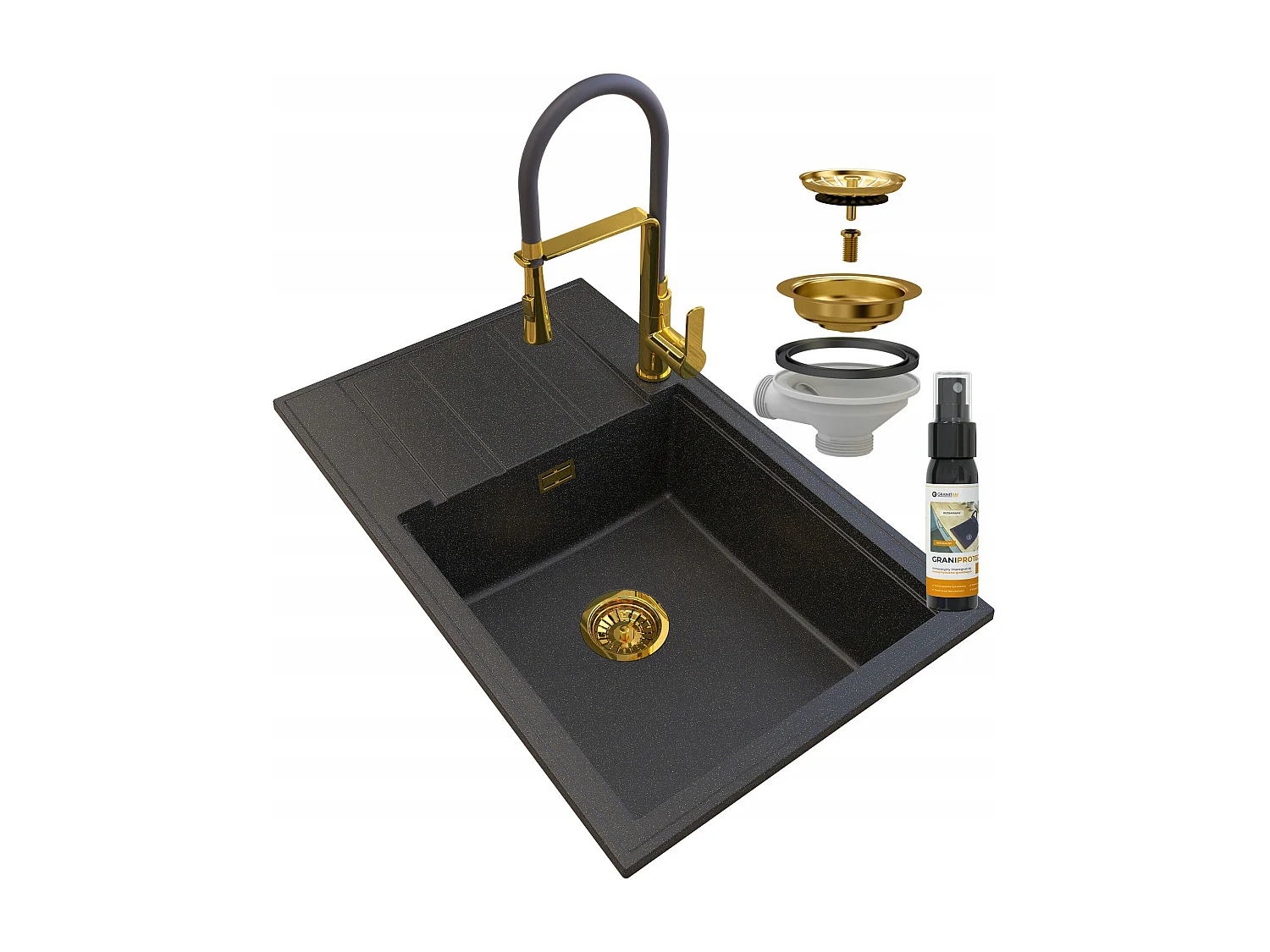 ÉVIER EN GRANIT GOLDEN LOUIS SIPHON BAT VEGAS GOLD