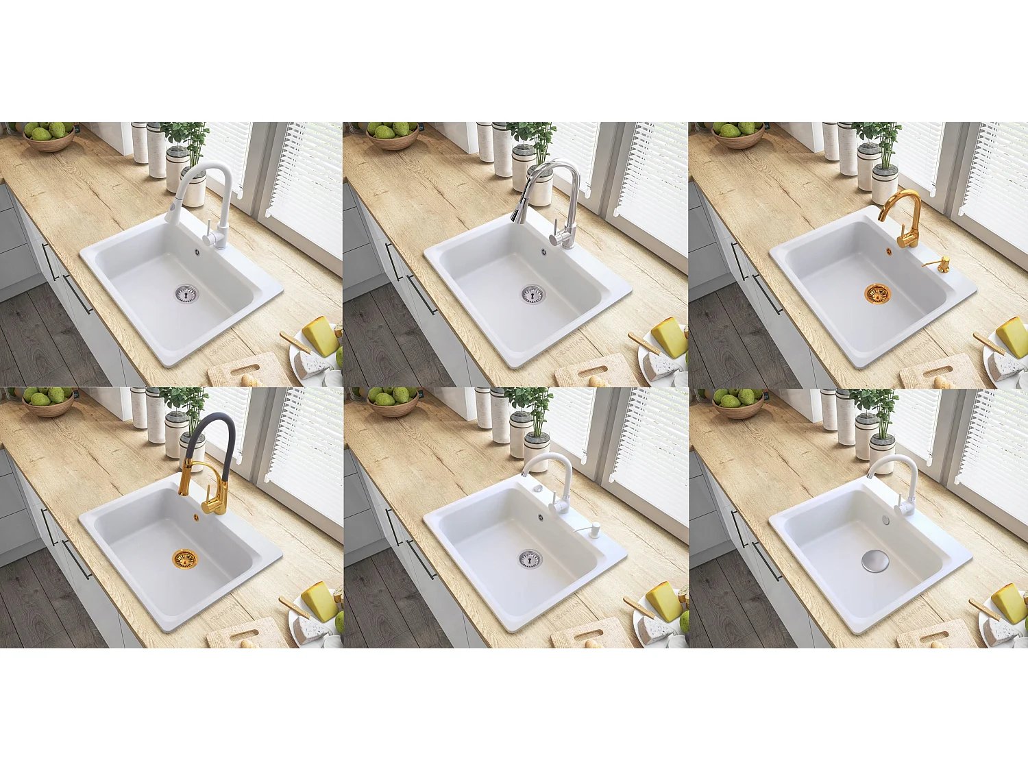 Évier en GRANITE, cuve profonde 20 cm