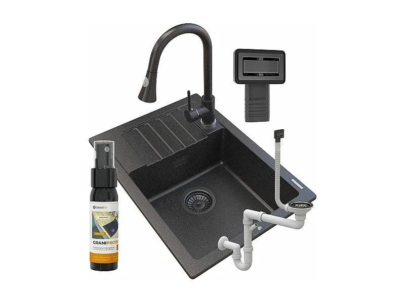 ARGOS ÉVIER GRANIT + ROBINET SERPENT + SIPHON