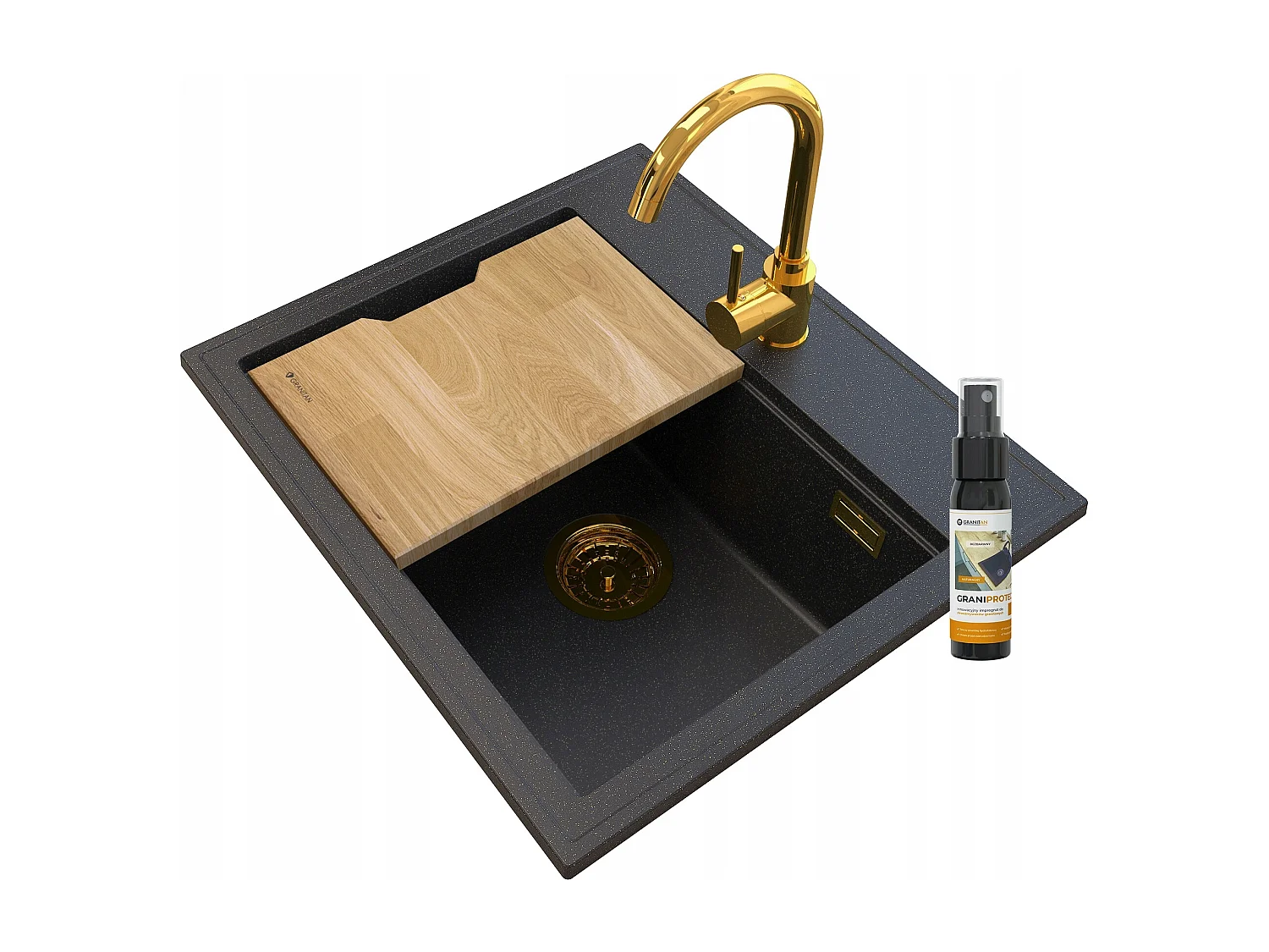 FOXAL GOLDEN LINE ÉVIER GRANIT + MITIGEUR OR