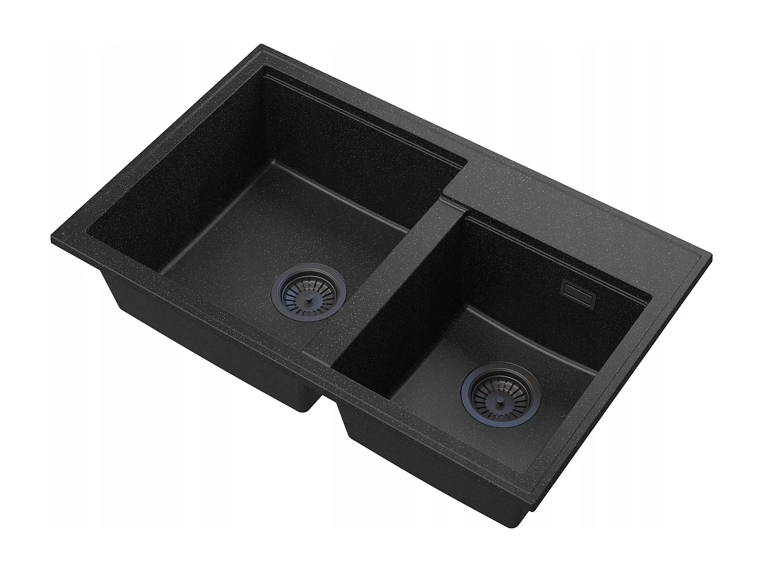 ÉVIER EN GRANIT HEKTOR 2 COMPARTIMENTS SIPHON NOIR GRANIT