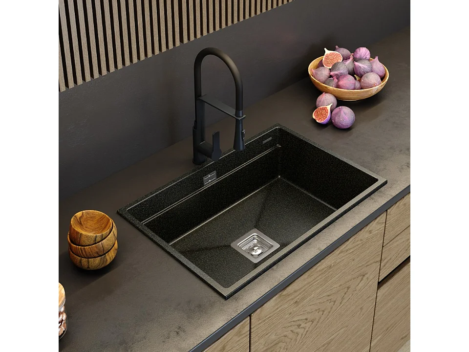 ÉVIER SOUS PLAN GRANIT DORÉ 1KOM ROBINET SIPHON EPIR