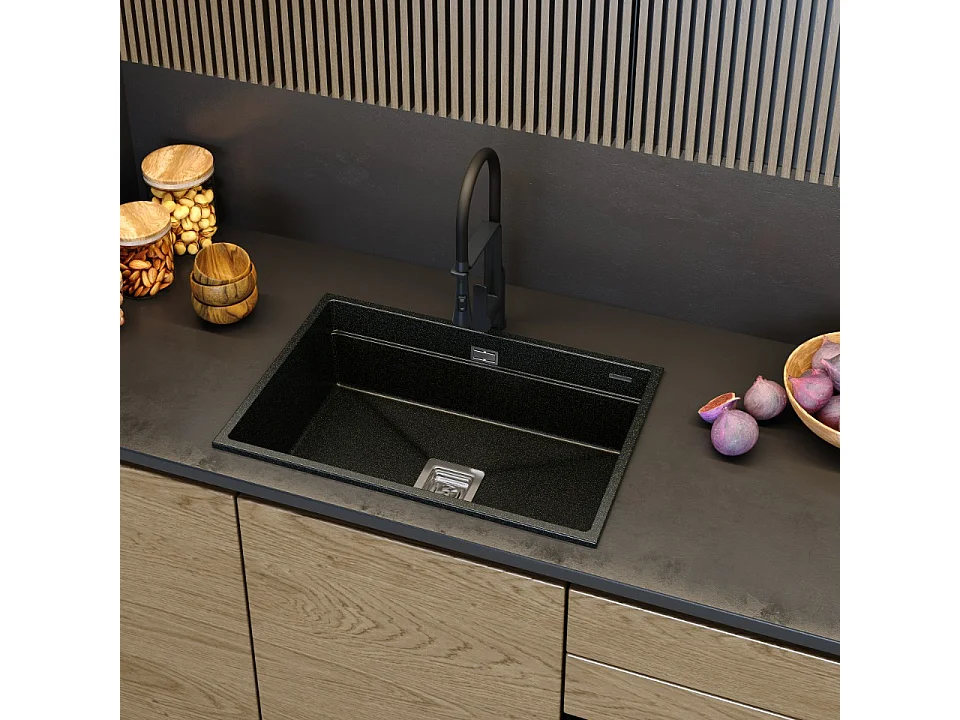 ÉVIER SOUS PLAN GRANIT DORÉ 1KOM ROBINET SIPHON EPIR