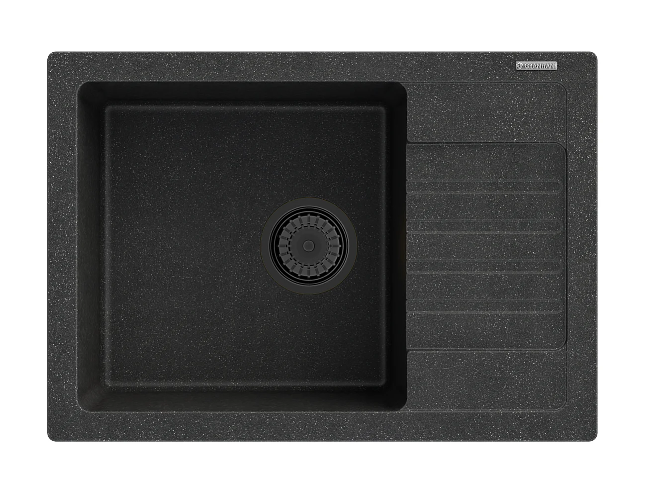 ÉVIER EN GRANIT ARGOS + SIPHON SQUARE BLACK