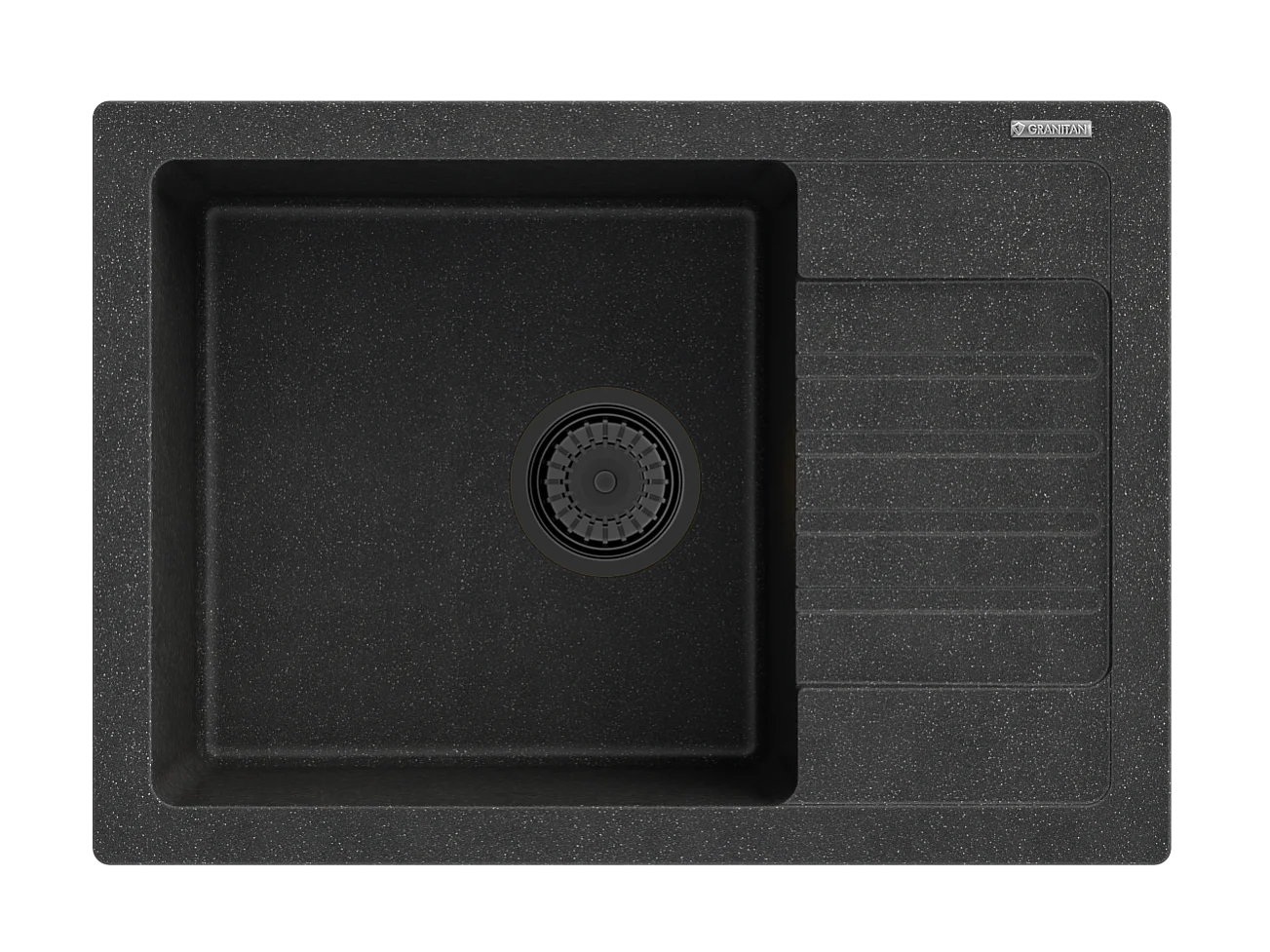 ÉVIER EN GRANIT ARGOS + SIPHON SQUARE BLACK