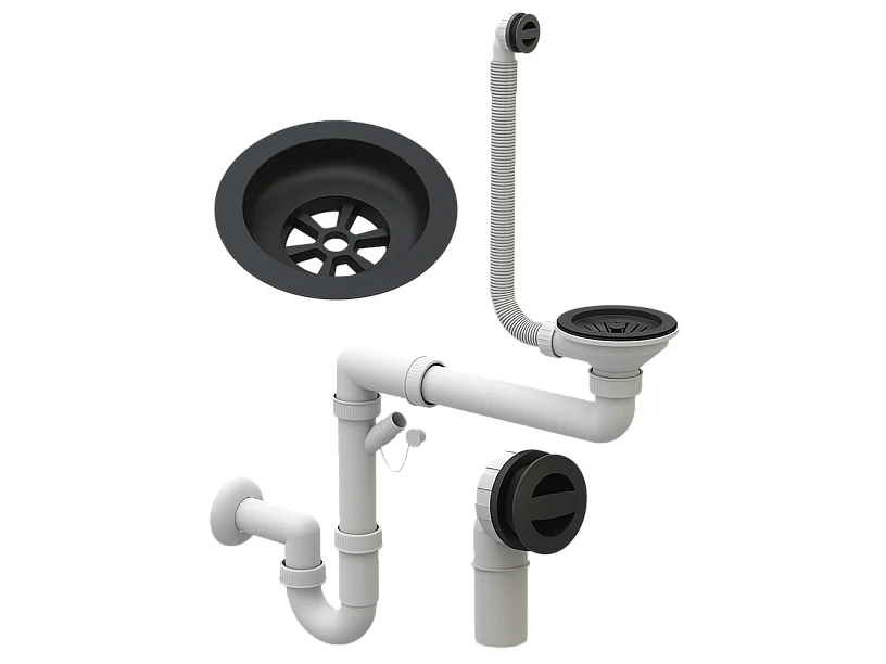 Ensemble devier en granit robinet de cuisine noir panier siphon granitan teor 84802646