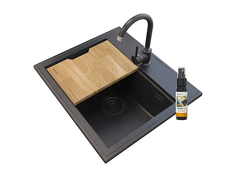 FOXAL ÉVIER EN GRANIT TACHETÉ + MITIGEUR GRANIT