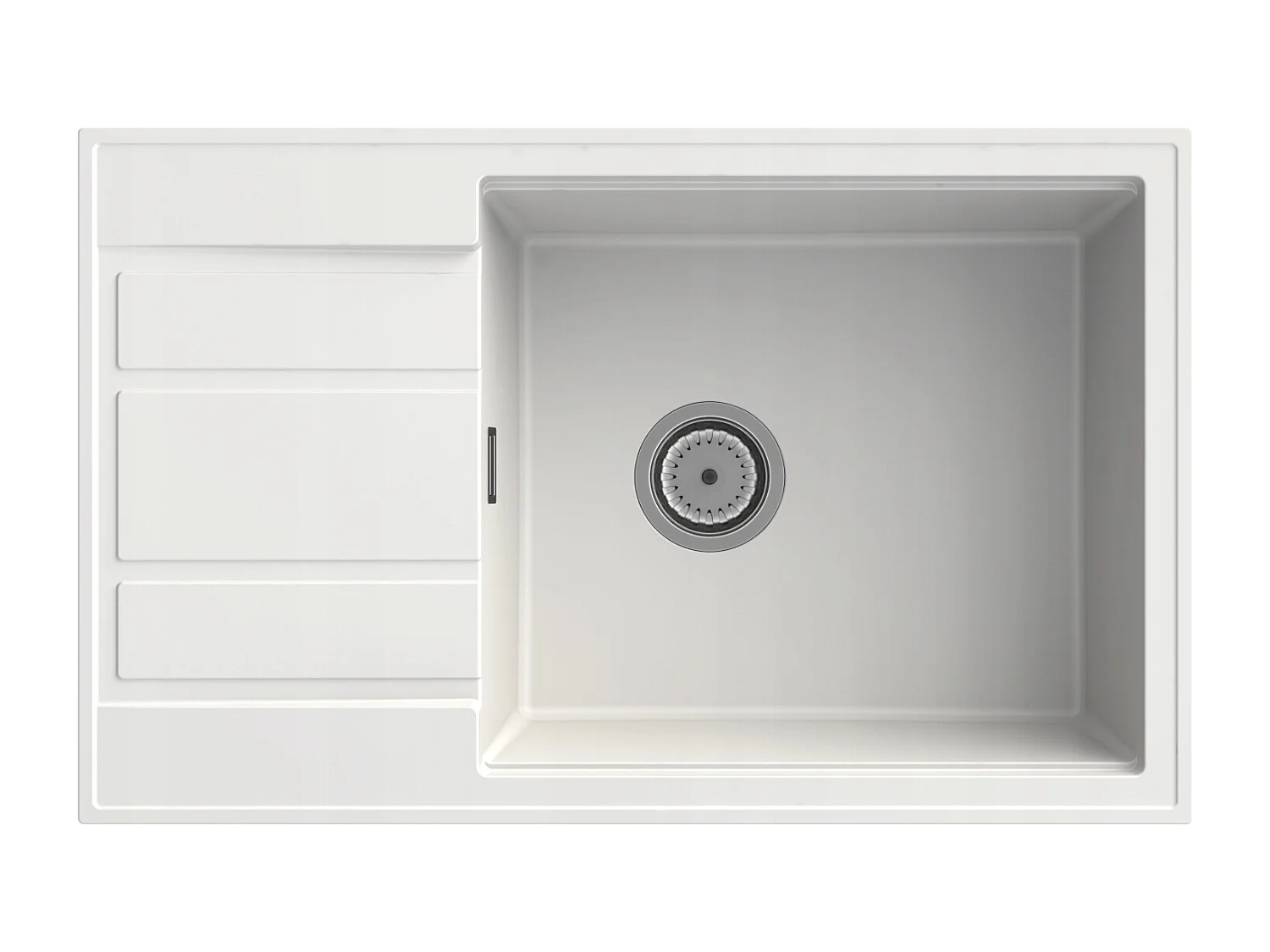 ÉVIER EN GRANIT BLANC ROBINET SIPHON LOUIS CHROMÉ