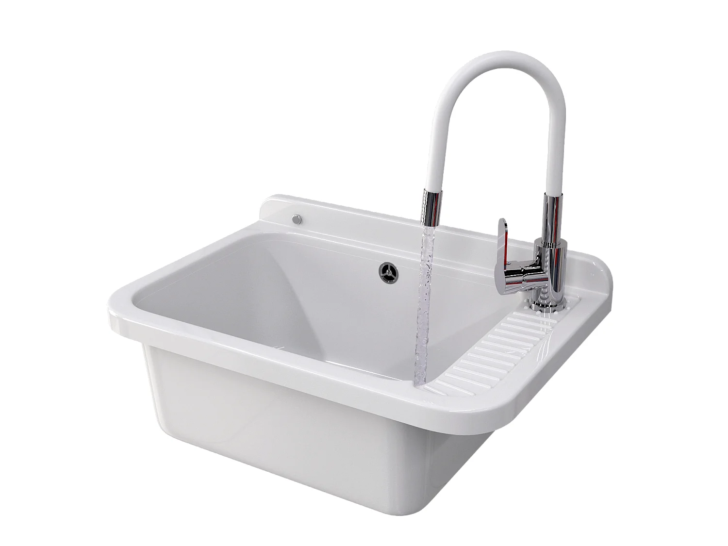 ÉVIER TECHNIQUE BLANC CUVE DE TRAVAIL NEGRA GRAND ENSEMBLE DE ROBINETTERIE