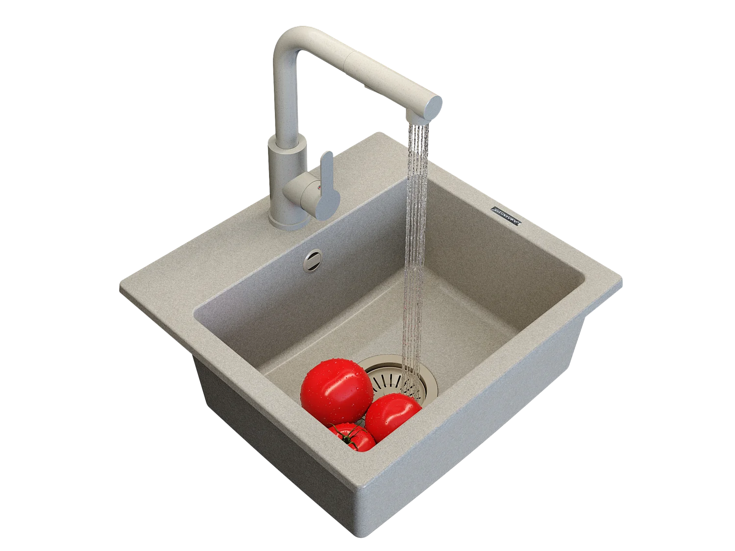 ÉVIER GRANIT BEIGE ENSEMBLE CUISINE MITIGEUR SIPHON COULEUR TEOR