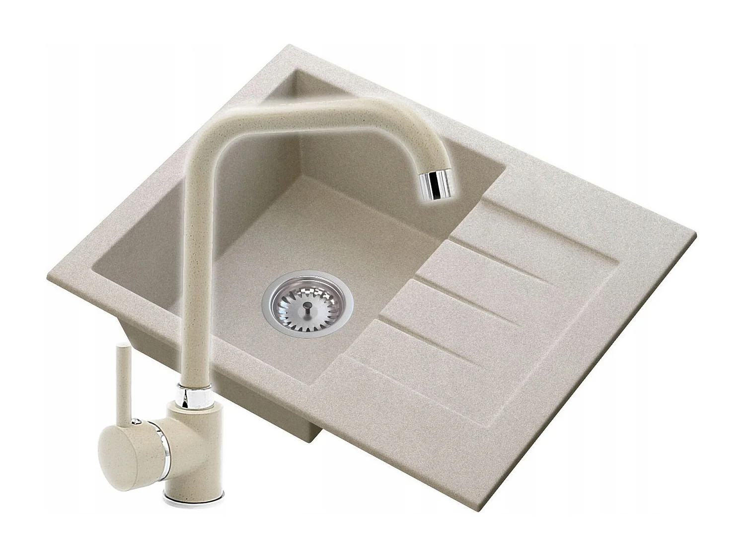 ÉVIER EN GRANIT ROBINETTERIE MURALE SIPHON PREVEX