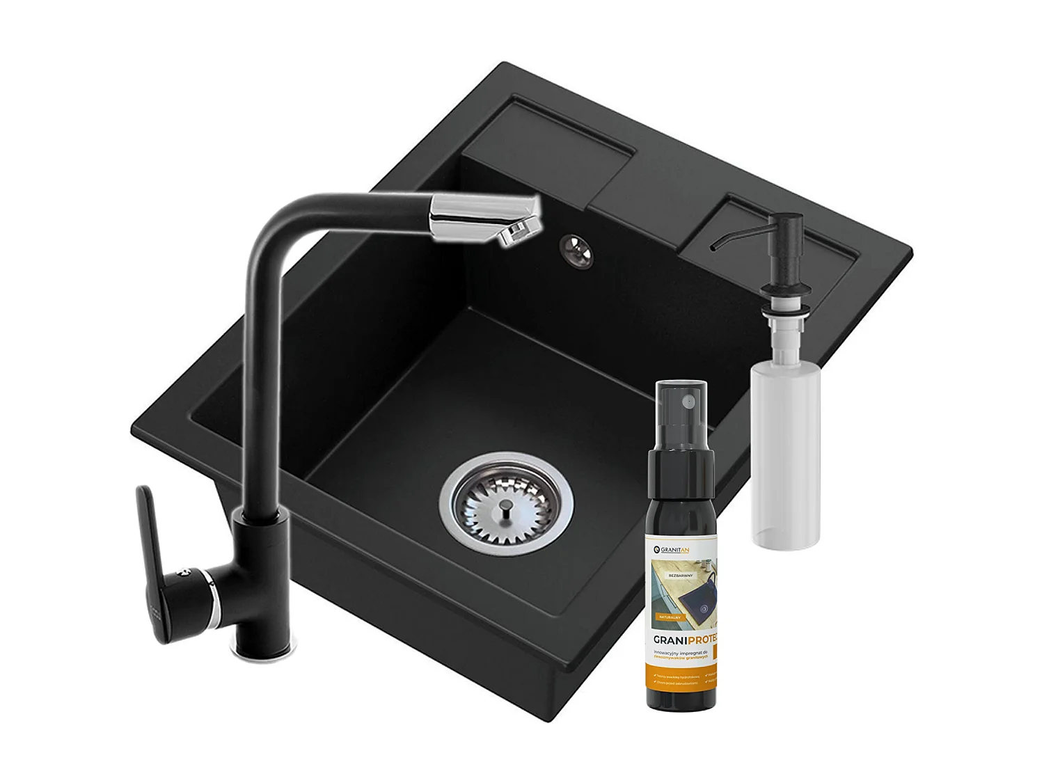 ÉVIER EN GRANIT+BOÎTIER+ENSEMBLE DE DOSAGE