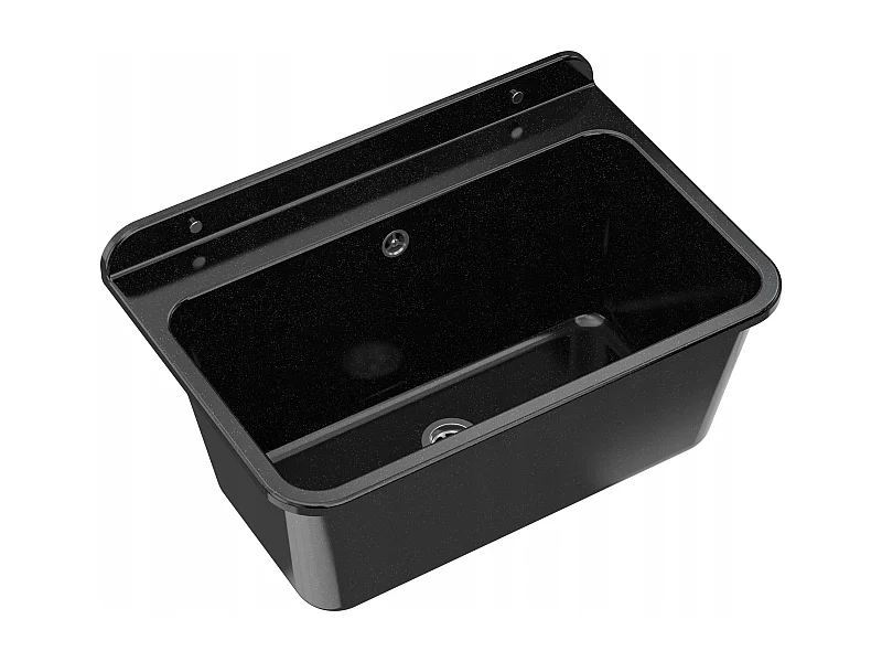 Évier Utilitaire Garage Chambre de Lavage Siphon Noir Grand Noir Pointillé - Polypropylène Résistant