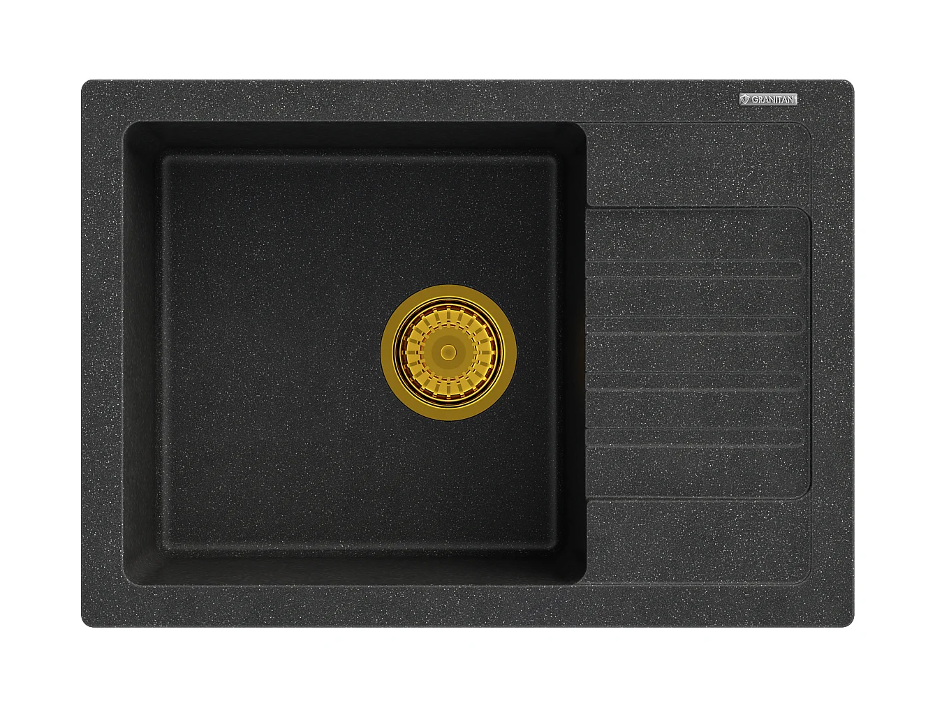 ÉVIER EN GRANIT ARGOS + SIPHON SQUARE GOLD