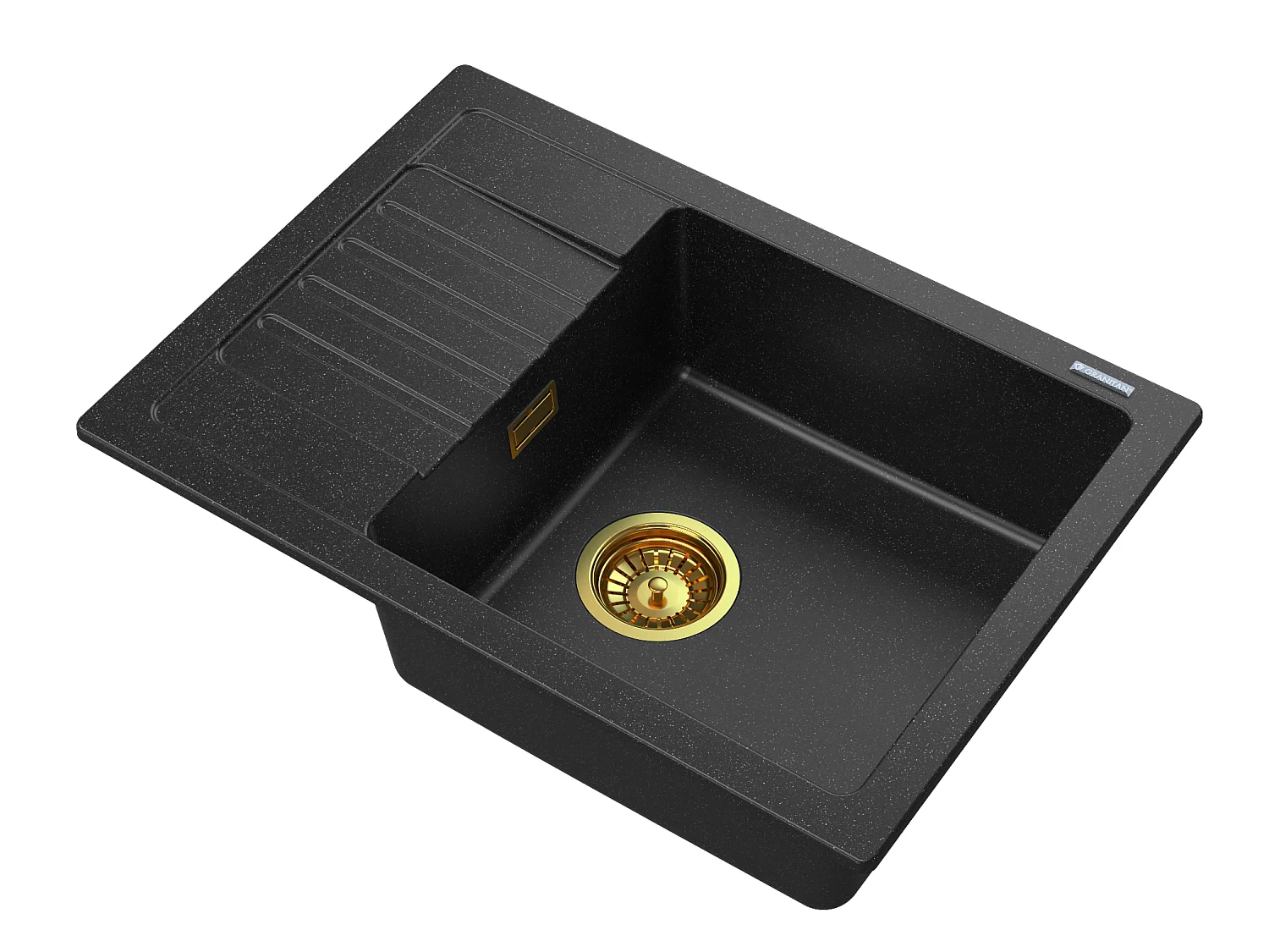 ÉVIER EN GRANIT ARGOS + SIPHON SQUARE GOLD