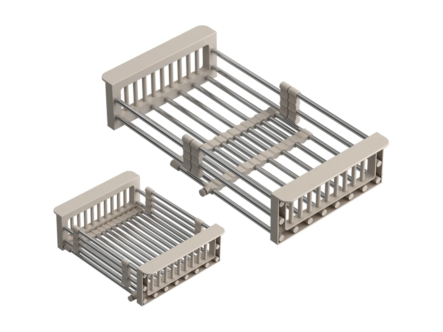 ÉGOUTTOIR TÉLESCOPIQUE PANIER EN ACIER ÉVIER BEIGE