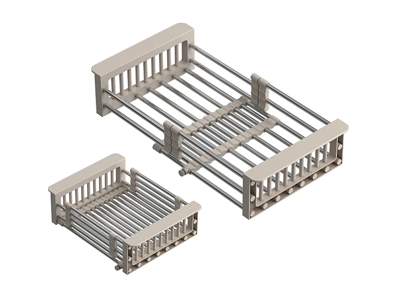 ÉGOUTTOIR TÉLESCOPIQUE PANIER EN ACIER ÉVIER BEIGE