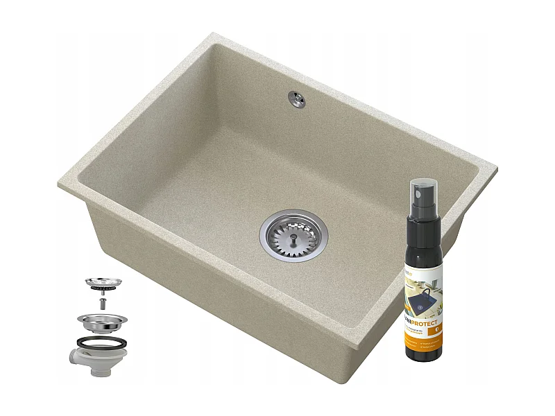 MANADO BEIGE ÉVIER SOUS PLAN CHROMÉ 60