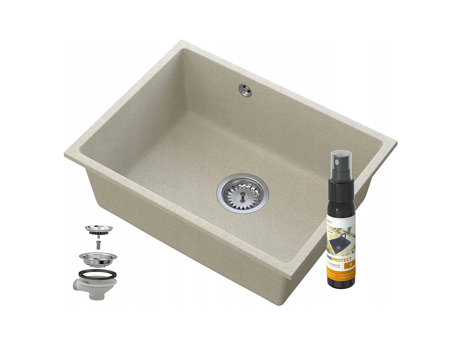 MANADO BEIGE ÉVIER SOUS PLAN CHROMÉ 60