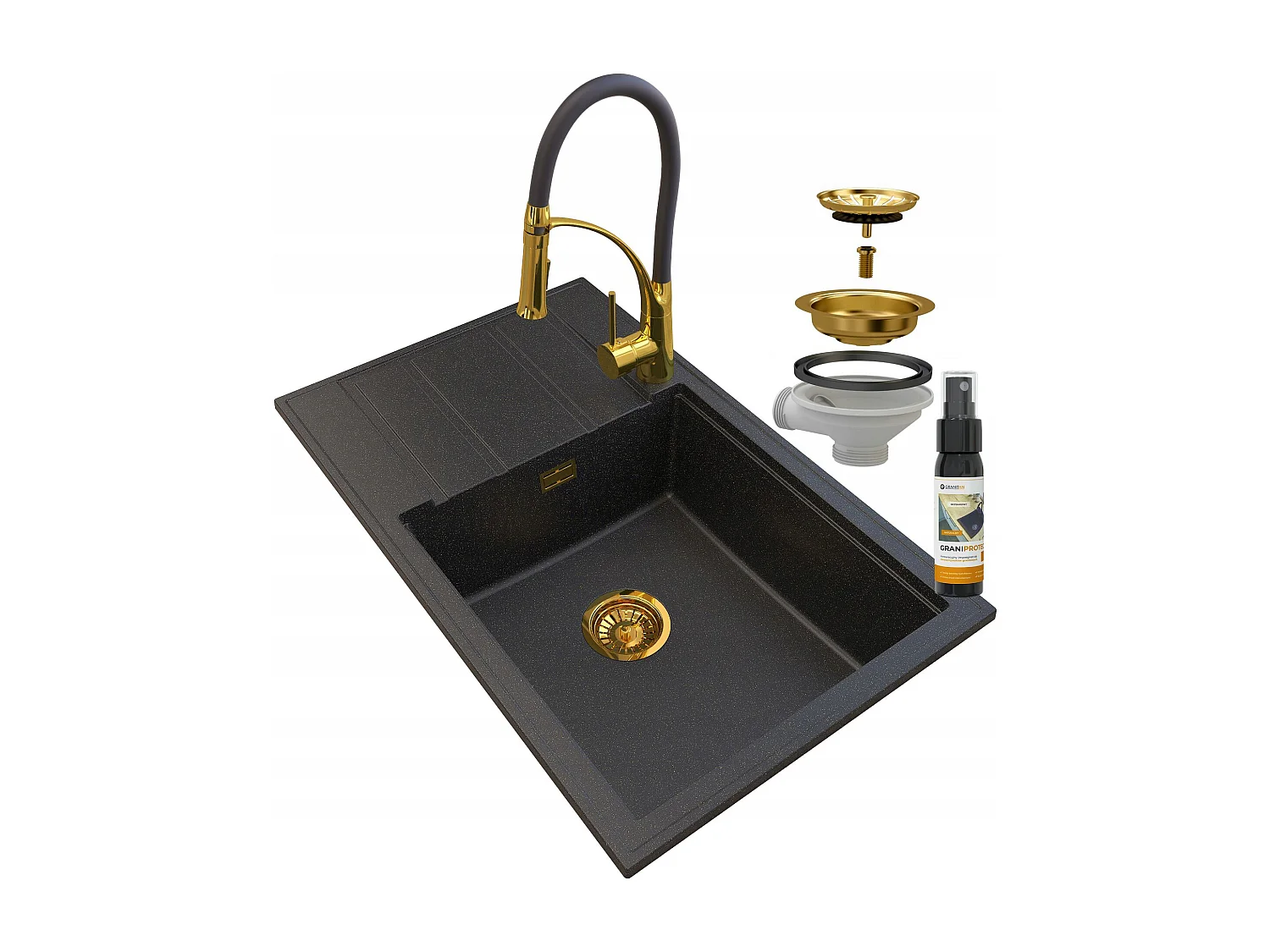 ÉVIER EN GRANIT OR LOUIS SIPHON BAT NEXO GOLD