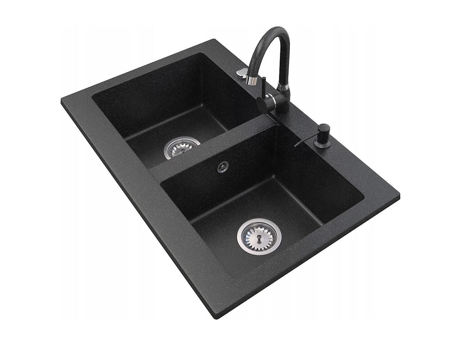 VERSO évier en granit à deux compartiments + robinetterie