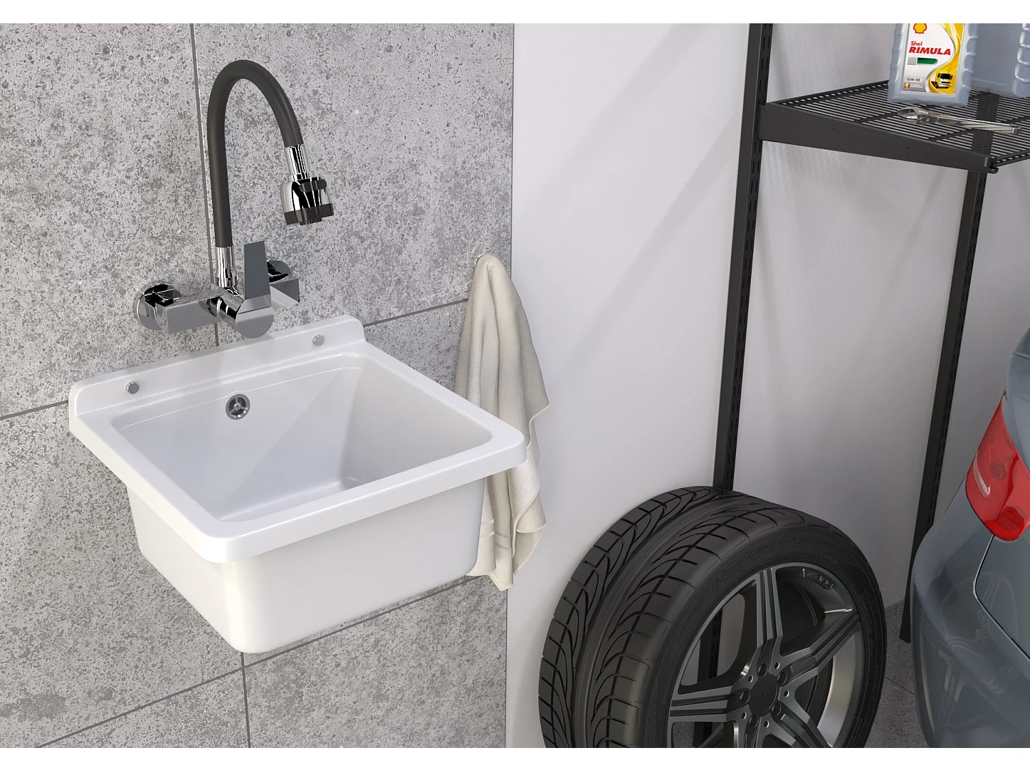 ÉVIER UTILITAIRE CHAMBRE TECHNIQUE GARAGE BLANC CHAUDIÈRE SALLE DE TRAVAIL ORTA