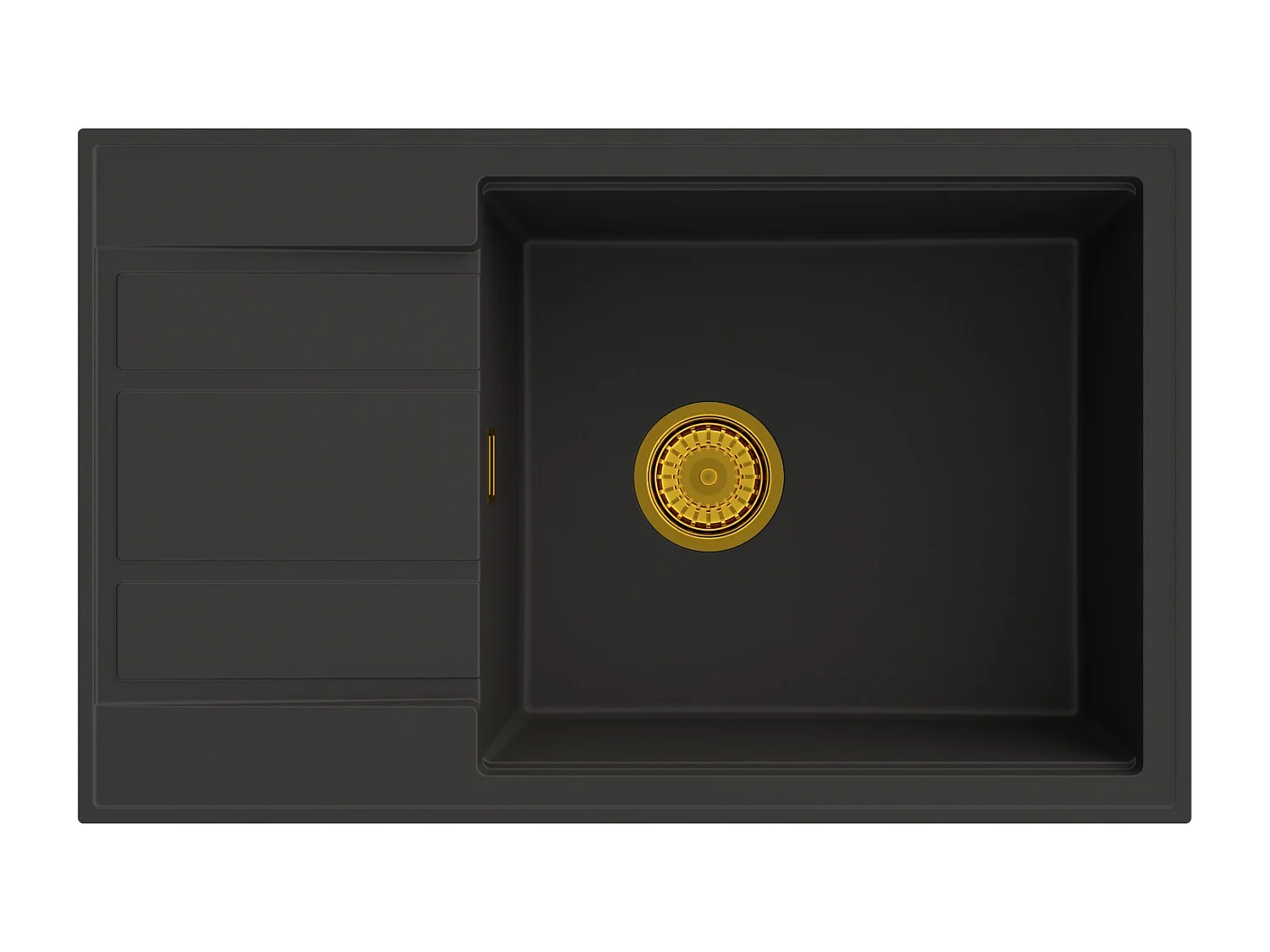 ÉVIER EN GRANIT NOIR LOUIS ÉGOUTTOIR SIPHON OR