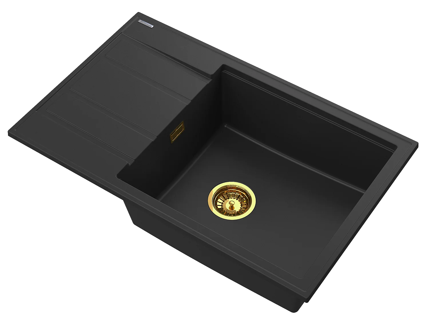 ÉVIER EN GRANIT NOIR LOUIS ÉGOUTTOIR SIPHON OR