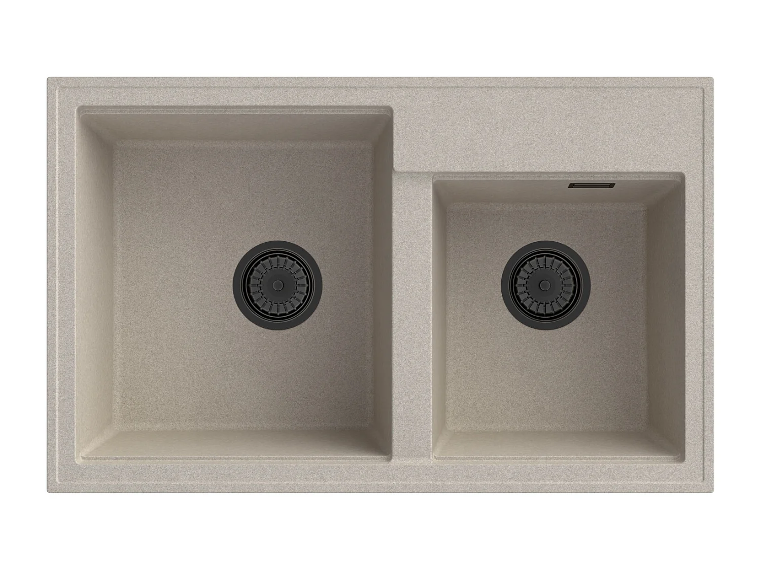ÉVIER EN GRANIT BEIGE HECTOR 2 COMPARTIMENT SIPHON NOIR