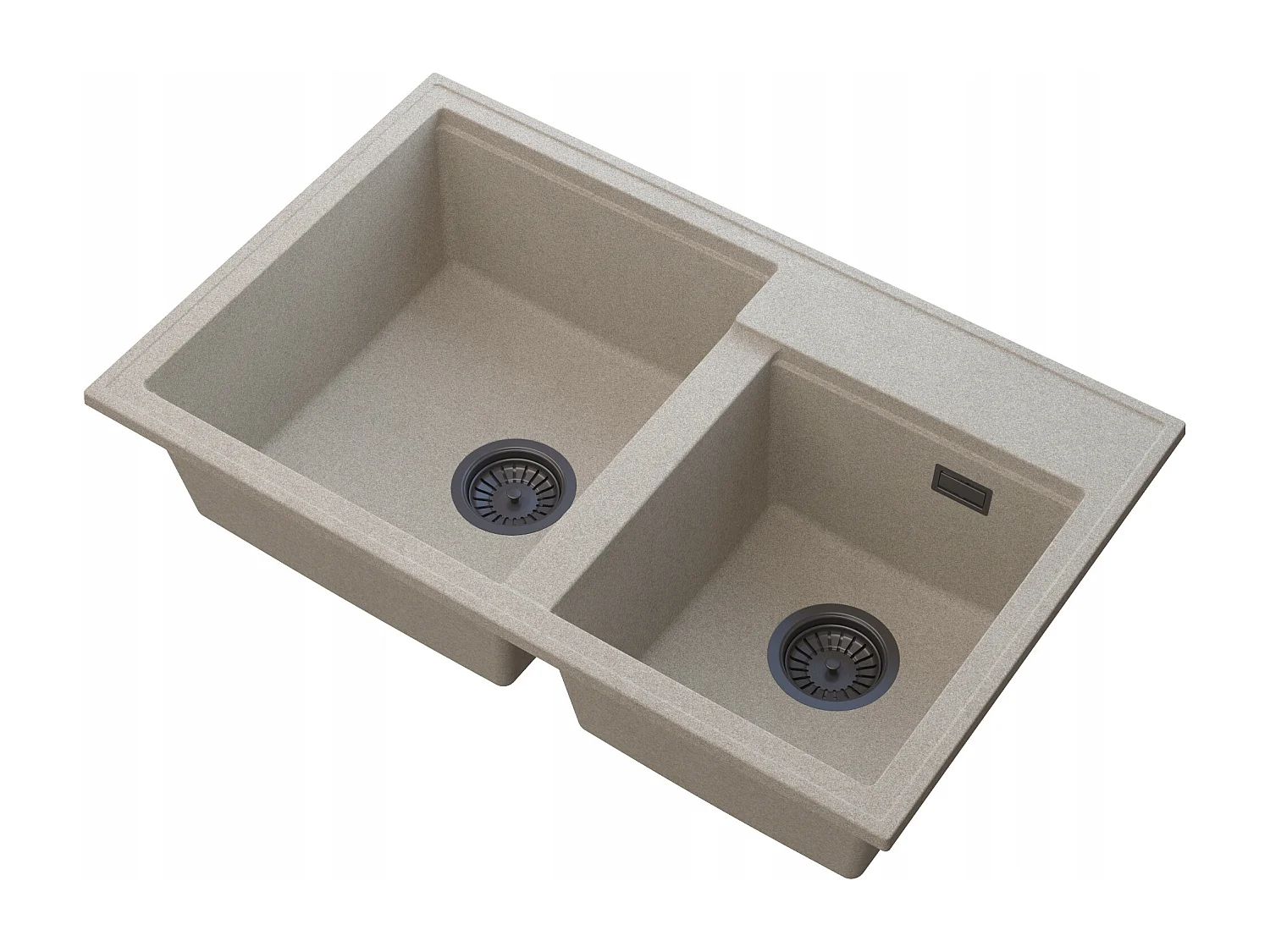 ÉVIER EN GRANIT BEIGE HECTOR 2 COMPARTIMENT SIPHON NOIR