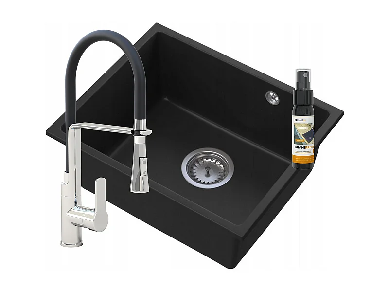 MANADO BLACK UNDERMOUNT SINK CHROME +VEGAS TAP