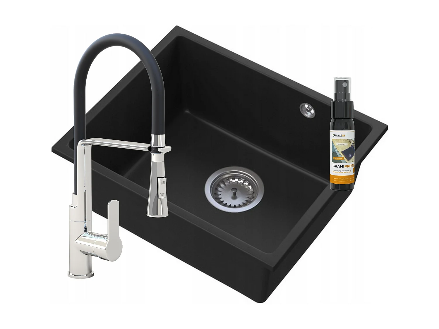 MANADO BLACK UNDERMOUNT SINK CHROME +VEGAS TAP