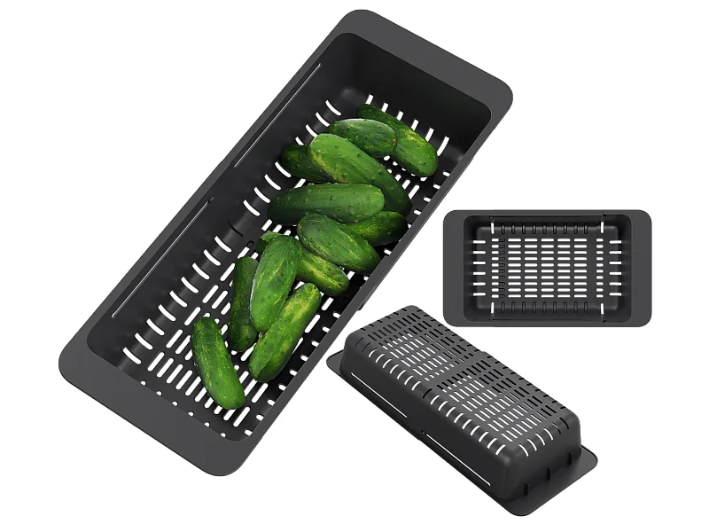 PANIER PLIANT PLASTIQUE NOIR ÉGOUTTOIR D'ÉVIER PASSOIRE UNIVERSELLE