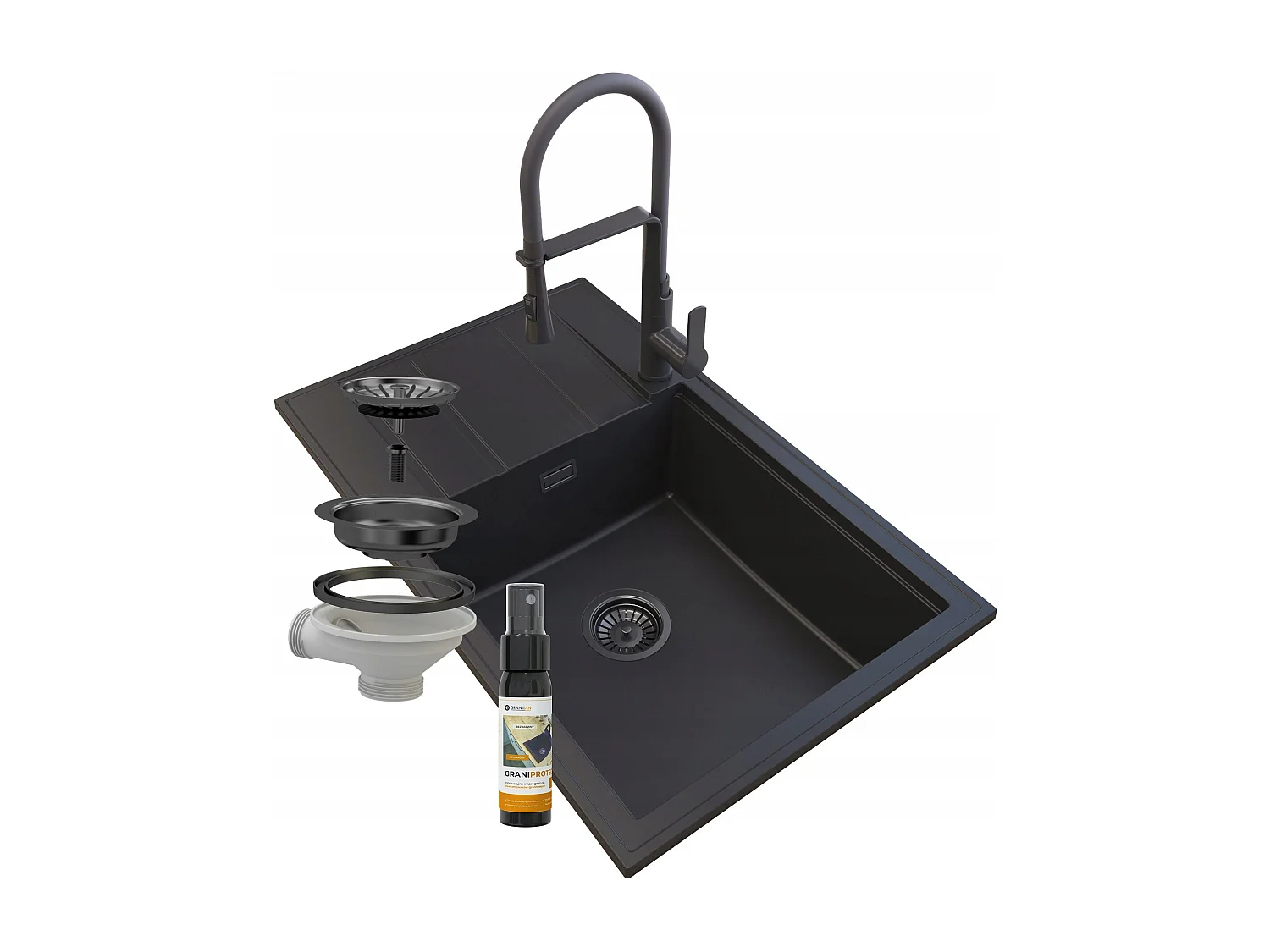 ÉVIER GRANIT NOIR LOUIS SIPHON BAT VEGAS NOIR