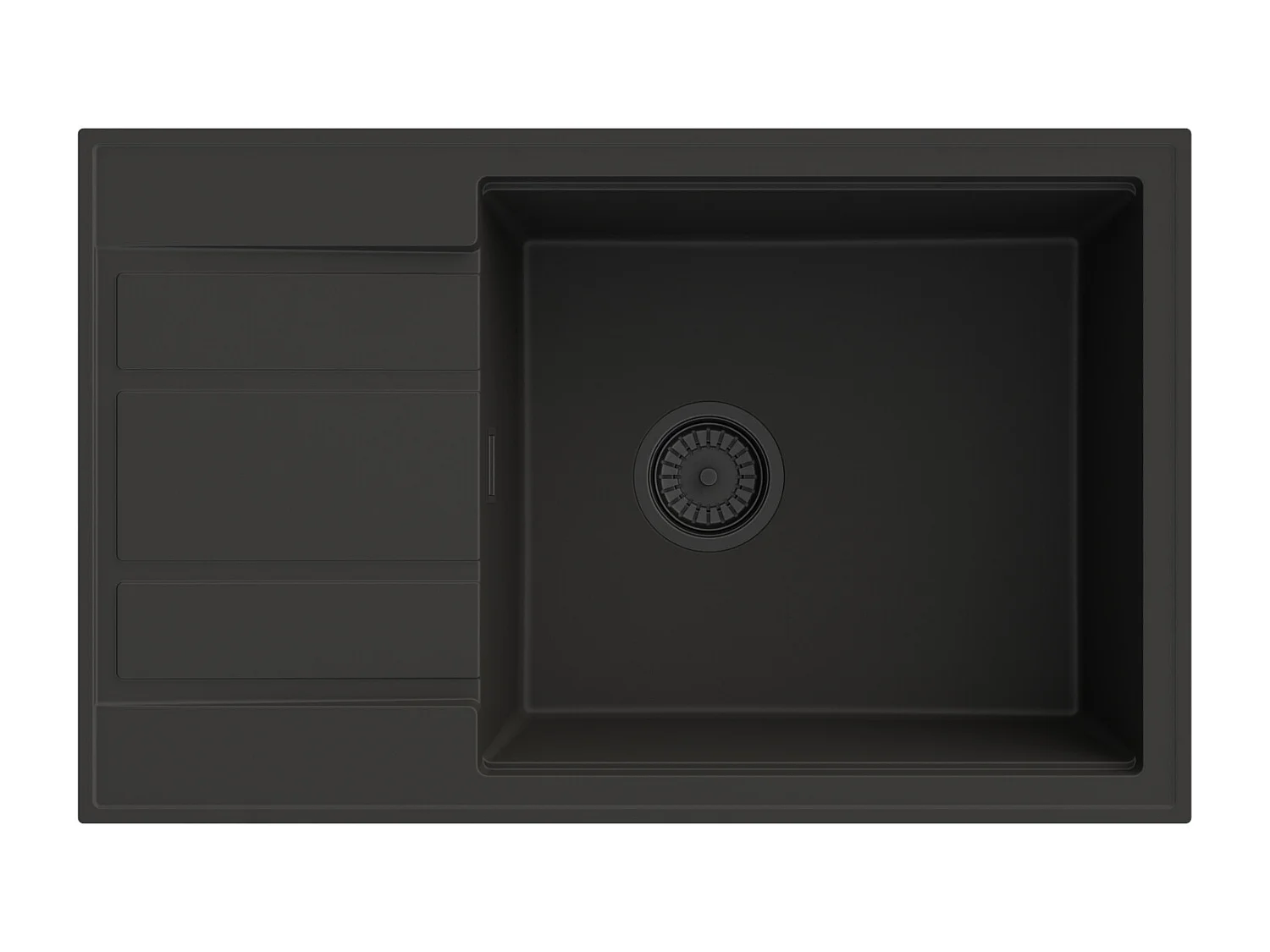 ÉVIER GRANIT NOIR LOUIS ÉGOUTTOIR SIPHON NOIR