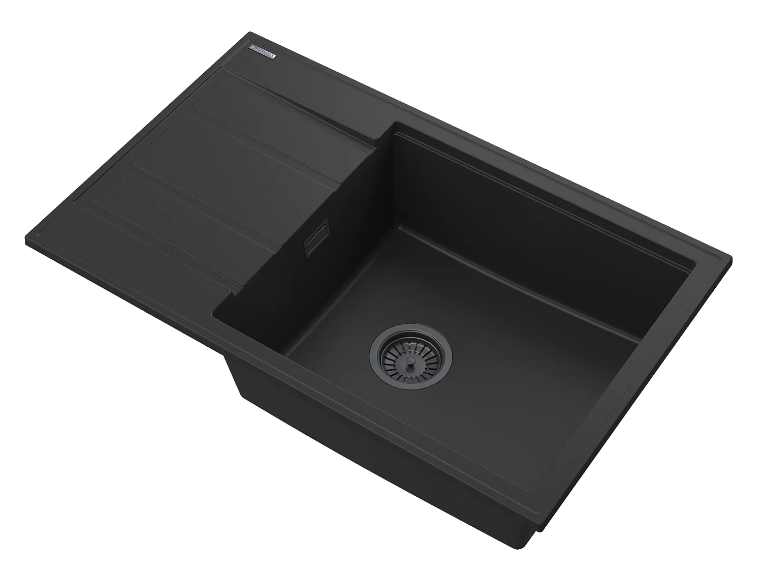 ÉVIER GRANIT NOIR LOUIS ÉGOUTTOIR SIPHON NOIR