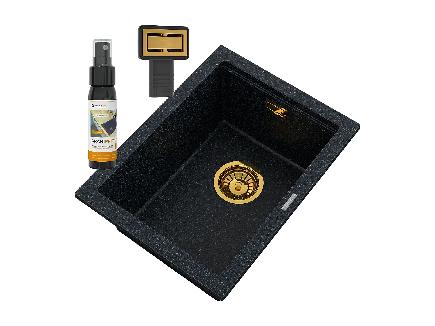 GRANIT ÉVIER DE COMPTOIR SOUS PLAN GOLDEN FLECKS RECTANGLE TUGA38