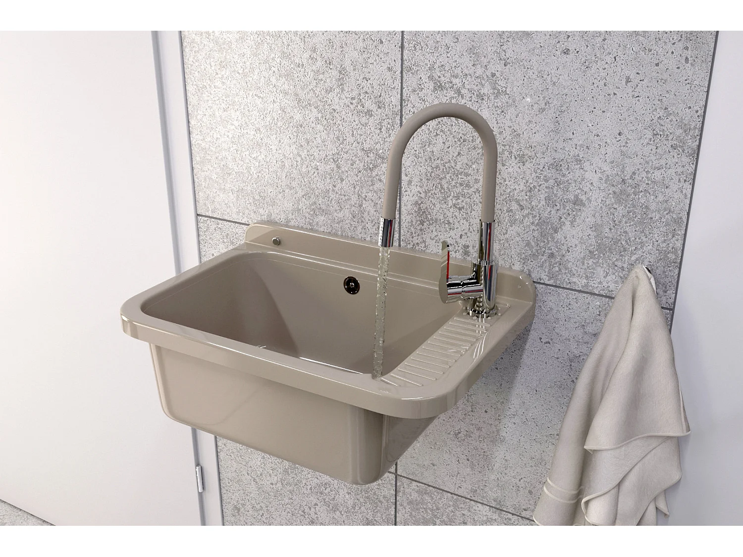 TECHNIQUE ÉVIER UTILITAIRE BEIGE CHAMBRE DE TRAVAIL BUANDERIE GARAGE NEGRA LARGE