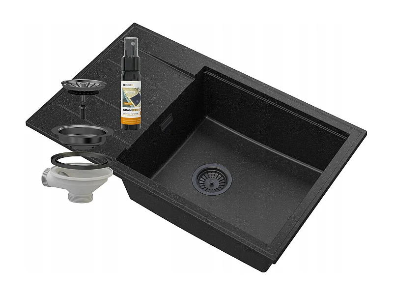 ÉGOUTTOIR D'ÉVIER EN GRANIT LOUIS SIPHON NOIR